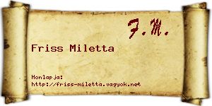 Friss Miletta névjegykártya